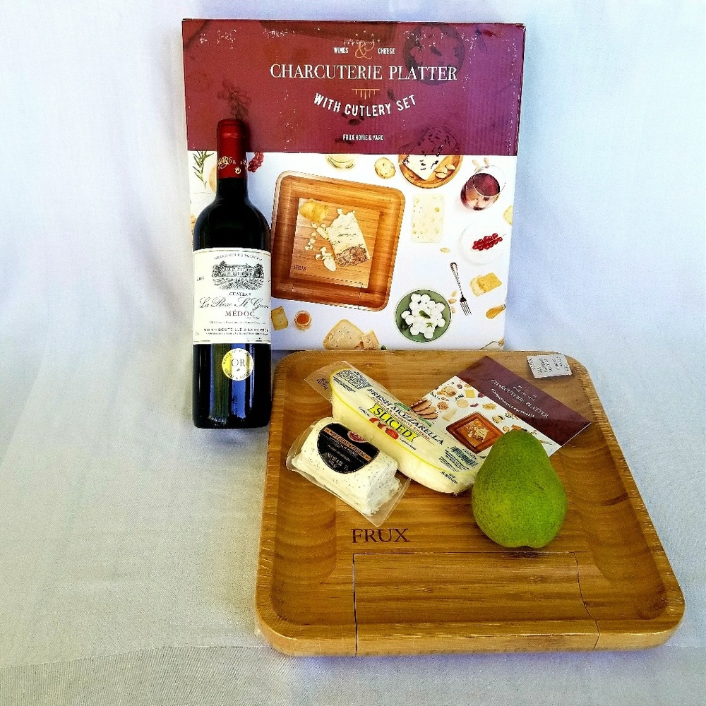 NIB Frux Charcuterie Platter w/ Cutlery Set